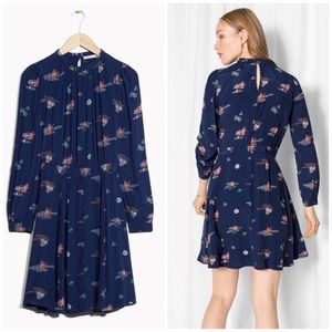 & Other Stories Blue Origami Printed Dress US 6
